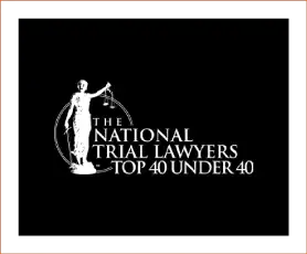 Attorney award badge image showing The National Trial Lawyers Top 40 Under 40.