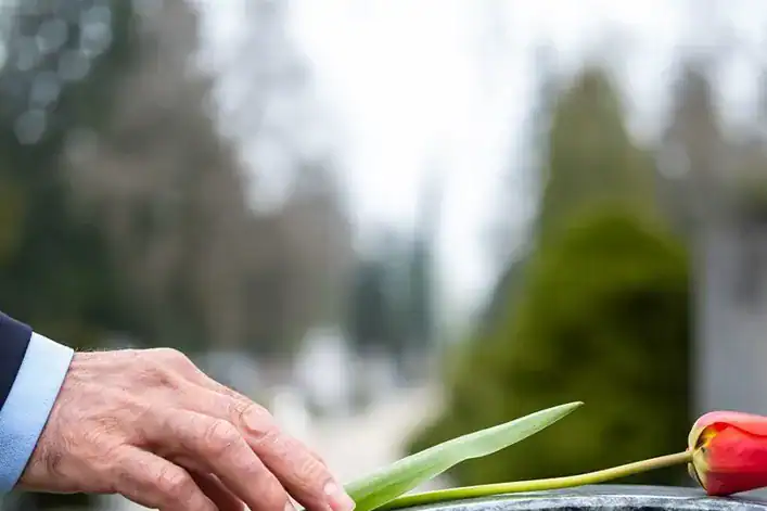 Woodbridge injury lawyer hand placing rose on mailbox for Palmisano & Goodman, P.A. branding.